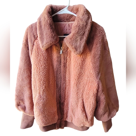 Ugg Augusta Faux Fur & Faux Shearling Baseball Jacket;  Size Large - Picture 1 of 8